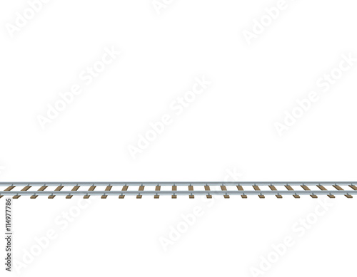 Railway track. 3d Vector illustration.Side view. photo