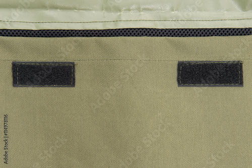 Foto Close-up texture of soldier vest and Velcro of behind bag