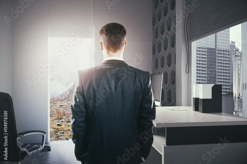 Businessperson looking at landscape