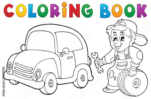 Coloring book car mechanic theme 1