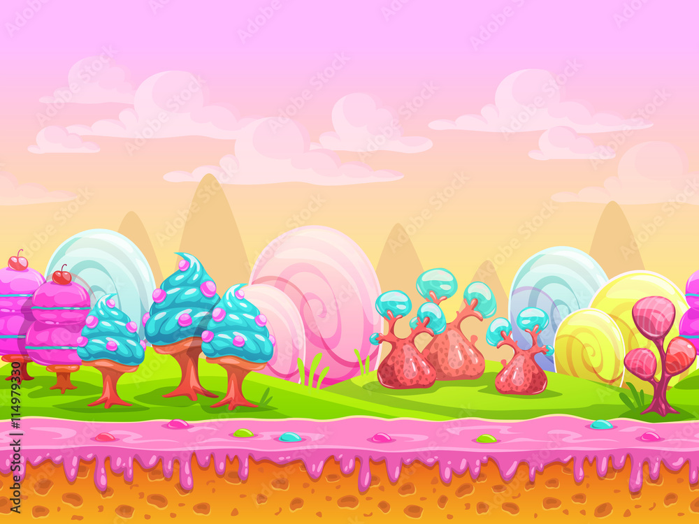 Free Vector  Tasty candy land background in flat style