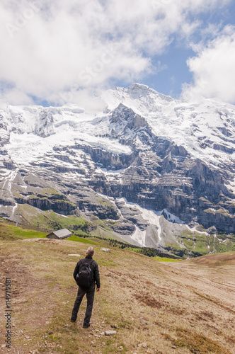 Wengen, Berner Oberland, Alpen, Lauberhorn, Jungfrau, Silberhorn, Wanderweg, Kleine Scheidegg, Wengeneralp, Sommer, Schweiz