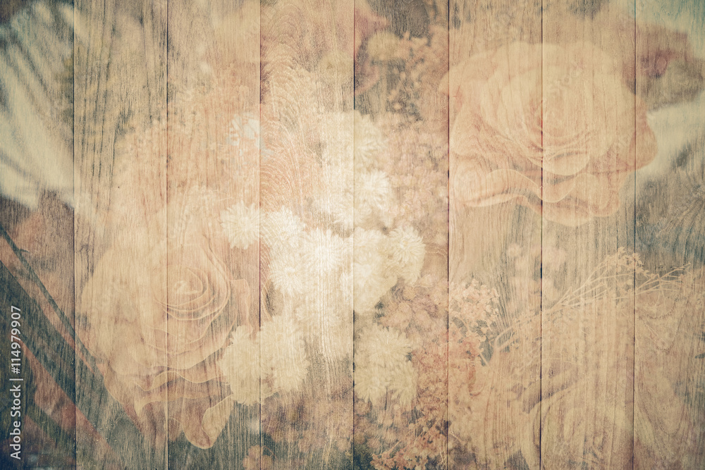 Naklejka premium Bouquet of flower effect wooden textured with filter retro vinta