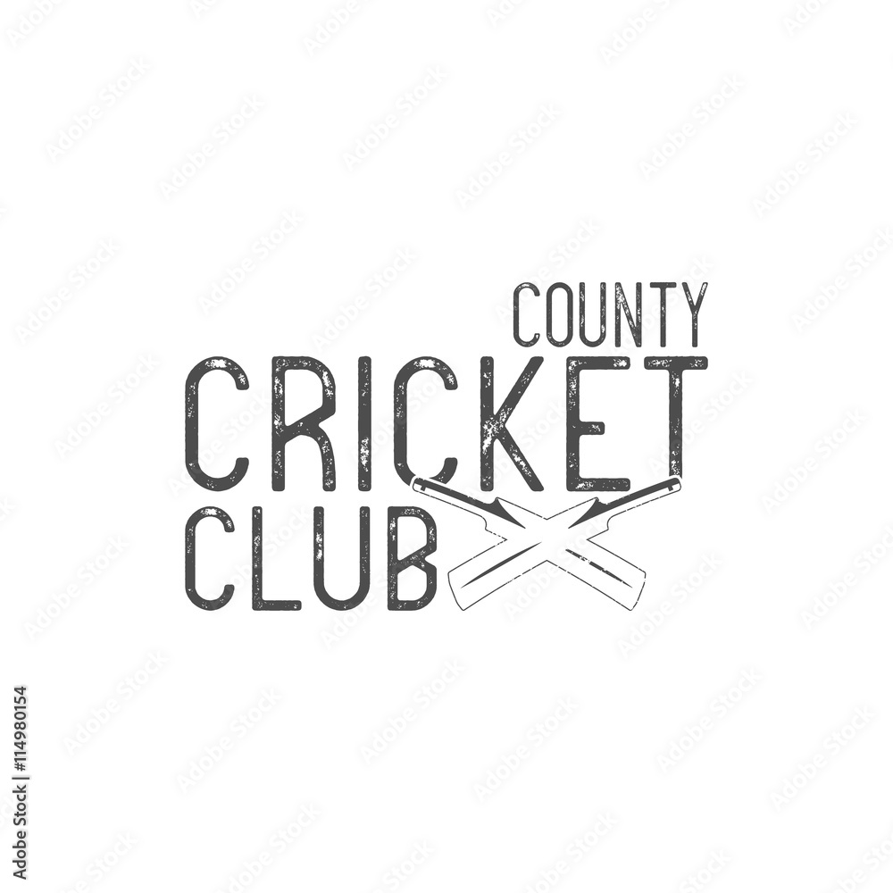 Cricket county club vector emblem and design elements.  logo .   badge. Sports  with  gear, equipment. Use for web or tee   t-shirt print 
