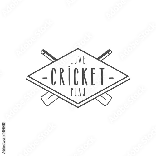 Cricket club emblem and design elements.  team logo .  line stamp. Sports symbols with  gear, equipment. Use for web , tee  or print on t-shirt. Monochrome