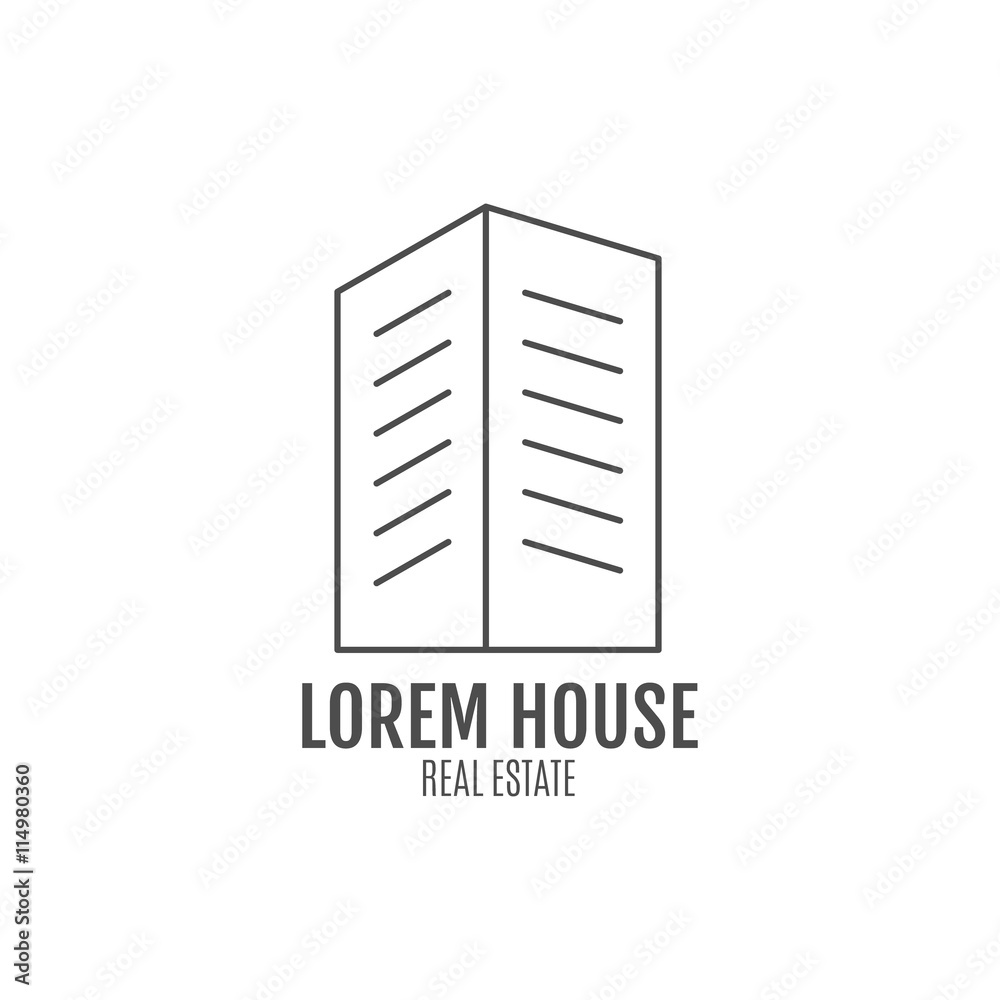 Vector real estate logo design, modern house icon suitable for info graphics, websites and print media. , line , badge, label, clip art. Lineart style. Thin  . Monochrome 