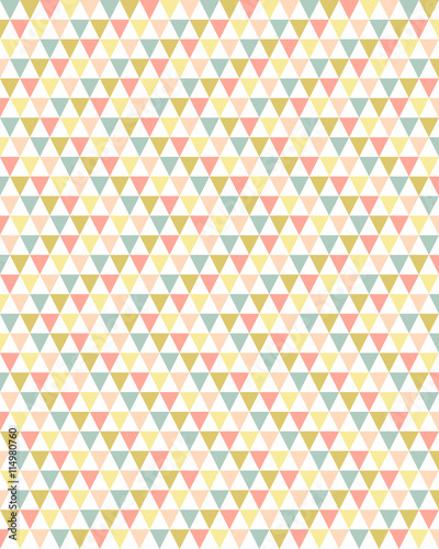 Geometric composition formed by triangles in color white, green, pink, light pink, light brown and yellow.