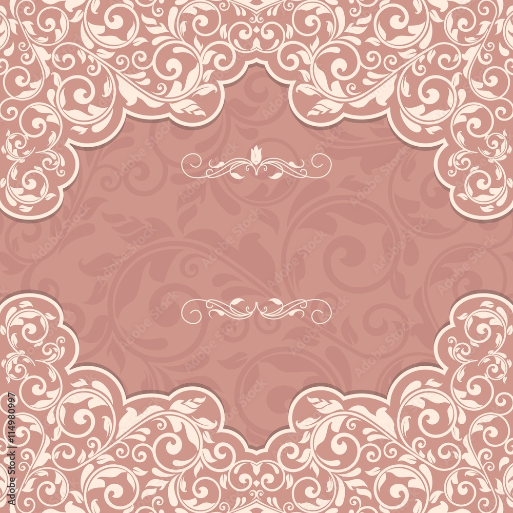 Vintage template with pattern and ornate borders. 