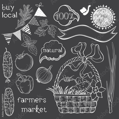 Farmer's market. Vector illustration hand-drawn isolated elements
