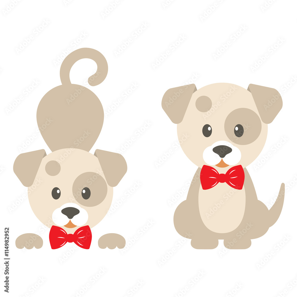 cartoon dog with tie vector set
