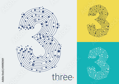 Vector number three on a bright and colorful background.
Mathematical symbols in techno style, created by interplay of lines and points. Template can be used for posters, banners, presentations.
