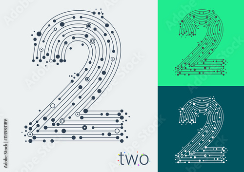 Vector number two on a bright and colorful background.
Mathematical symbols in techno style, created by interplay of lines and points. Template can be used for posters, banners, presentations.
