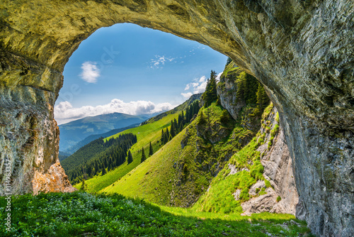 Rocky Window inside Carpathian Mountains, Central Romania, Europe