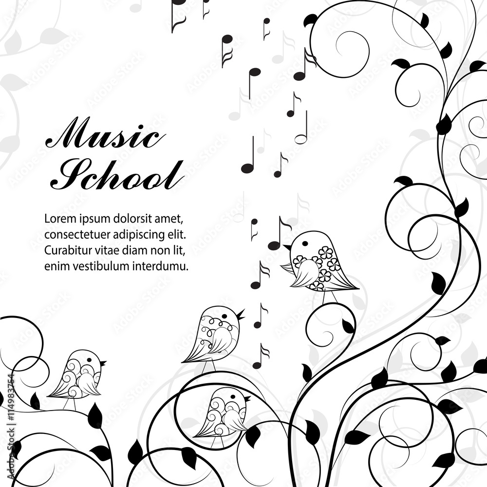 Obraz premium Vector illustration of singing birds on branch