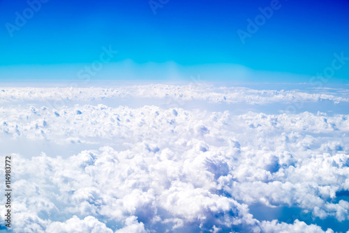 Photography Aerial view of cloud and sky from airplane,Traveling concept