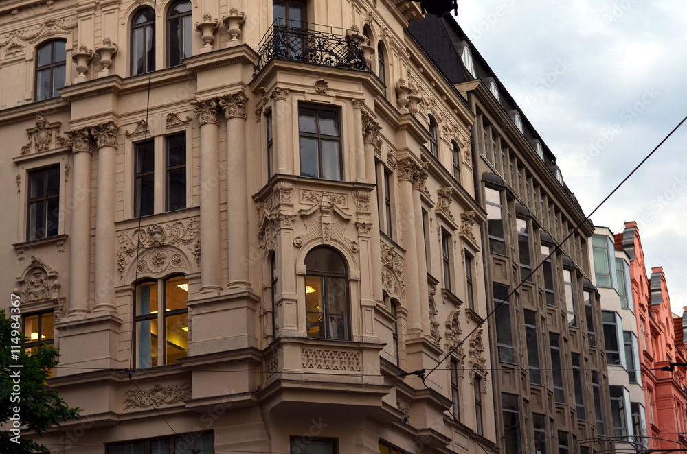 facade of an old building in brno, czech republic