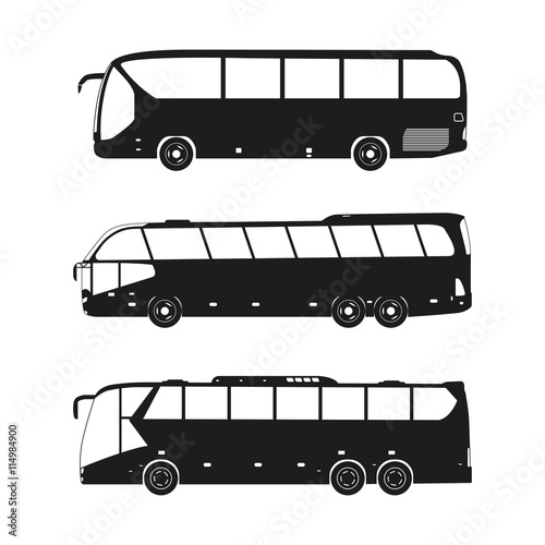 Bus black silhouettes on a white background. Vector illustration