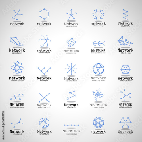 Network Icons Set - Isolated On Gray Background