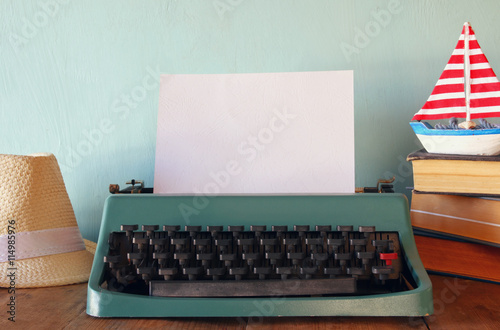 Photo of vintage typewriter with blank