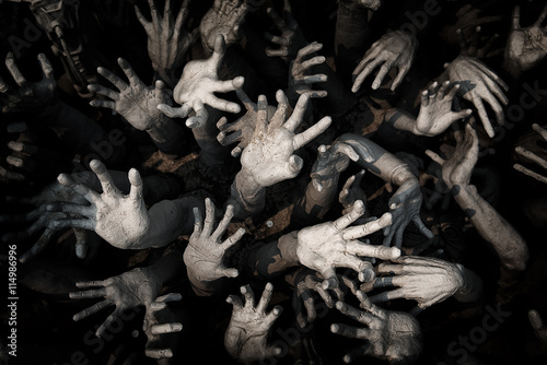 Billede på lærred hand ghost ,zombie Bloody hands background,maniac,Blood zombie h