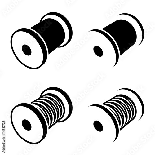 sewing thread spool black symbol vector