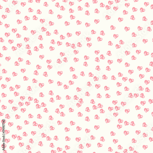Seamless background with pink hearts. Background with abstract pattern hearts. Hearts Valentine's Day. Raster illustration.
