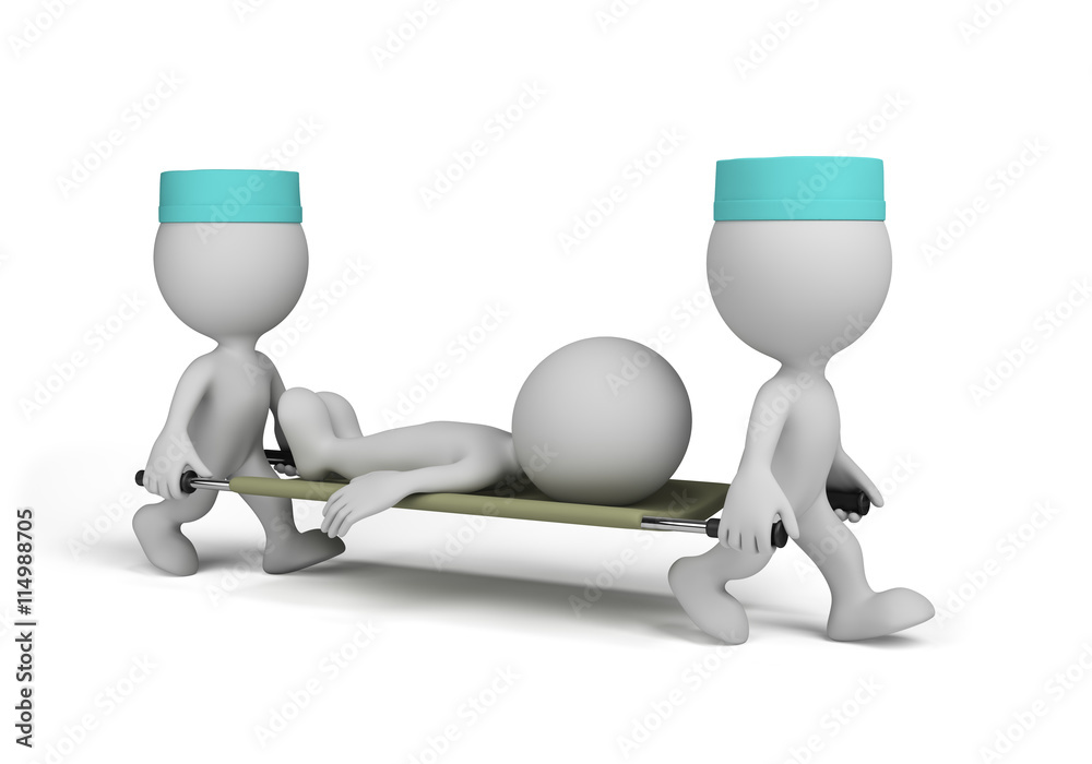 Two doctors with a patient on stretcher Two doctors with a patient on stretcher