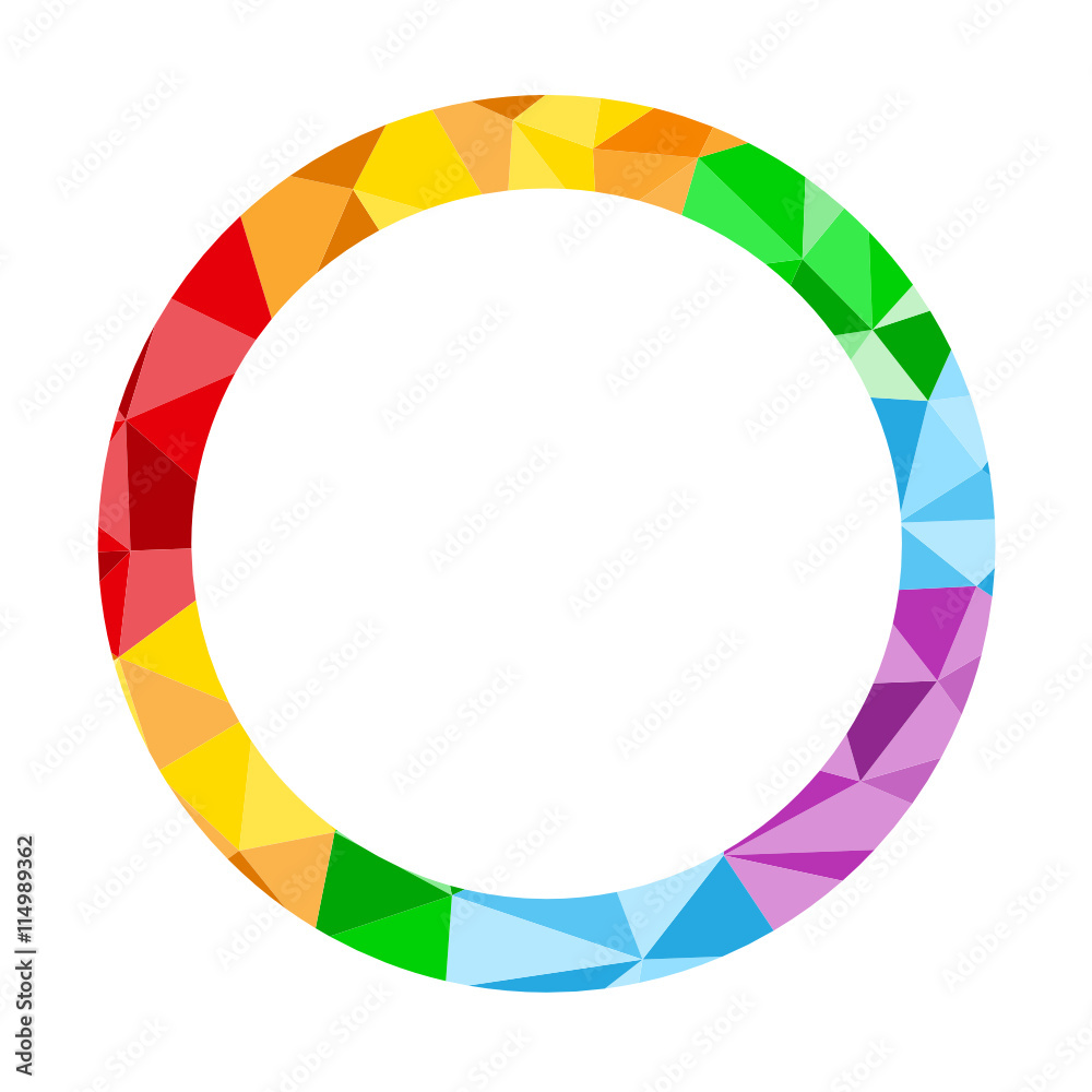 POLYGON PATTERN RAINBOW-COLOURED CIRCULAR FRAME POLYGON PATTERN RAINBOW-COLOURED CIRCULAR FRAME