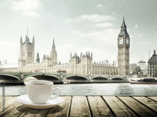 Photography Big Ben and cup of coffee, London, UK