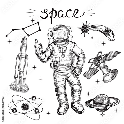 hand drawn set space on the white background