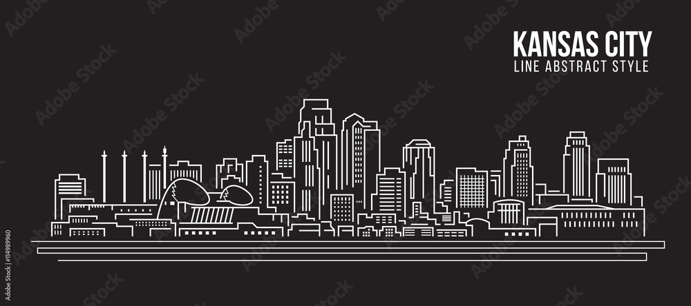Cityscape Building Line art Vector Illustration design - Kansas city