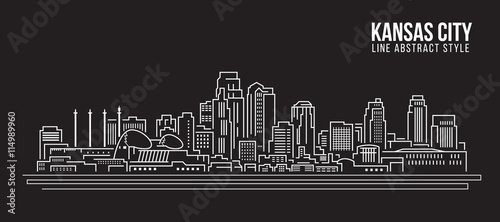 Cityscape Building Line art Vector Illustration design - Kansas city