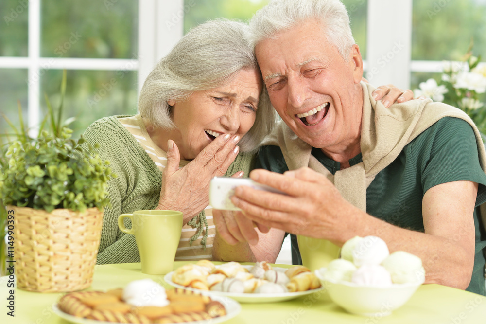 Senior couple drinking tea Senior couple drinking tea