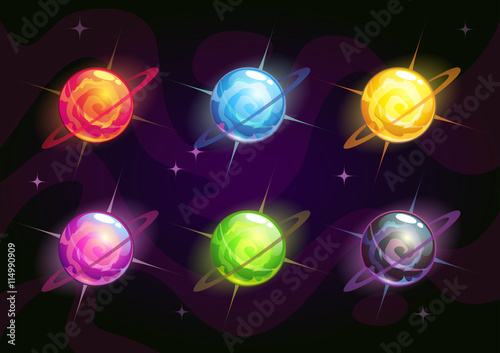 Cool bright colorful fantasy planets