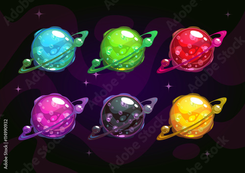 Cool bright colorful fantasy planets