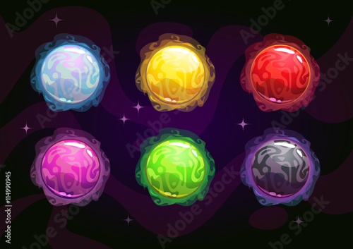 Cool bright colorful fantasy planets