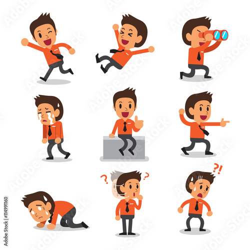 Cartoon businessman character poses
