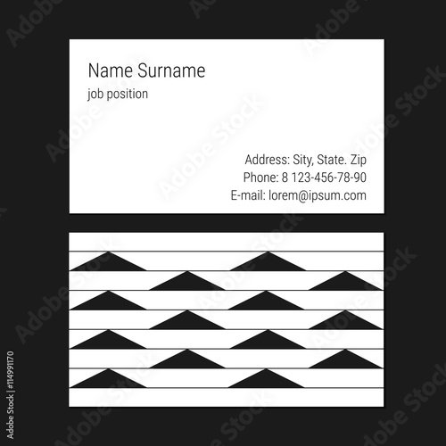 Vector business card design template on black background. Abstract stylish geometric shapes on a business card