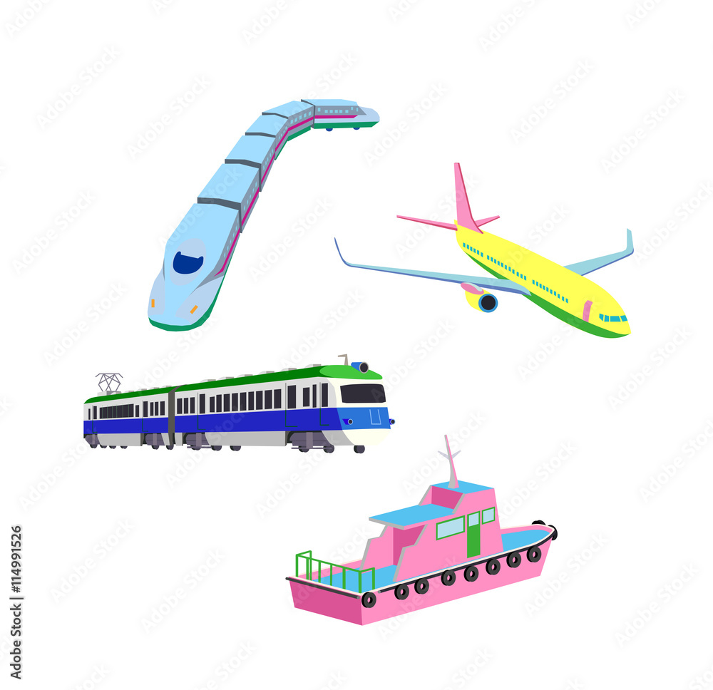 乗り物 新幹線 電車 飛行機 船 Stock Vector Adobe Stock