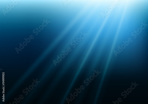Obraz na płótnie Rays of light under water. Sea vector background. w salonie