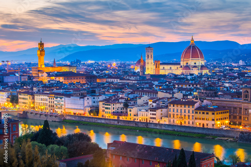 Florence skyline at night in Italy