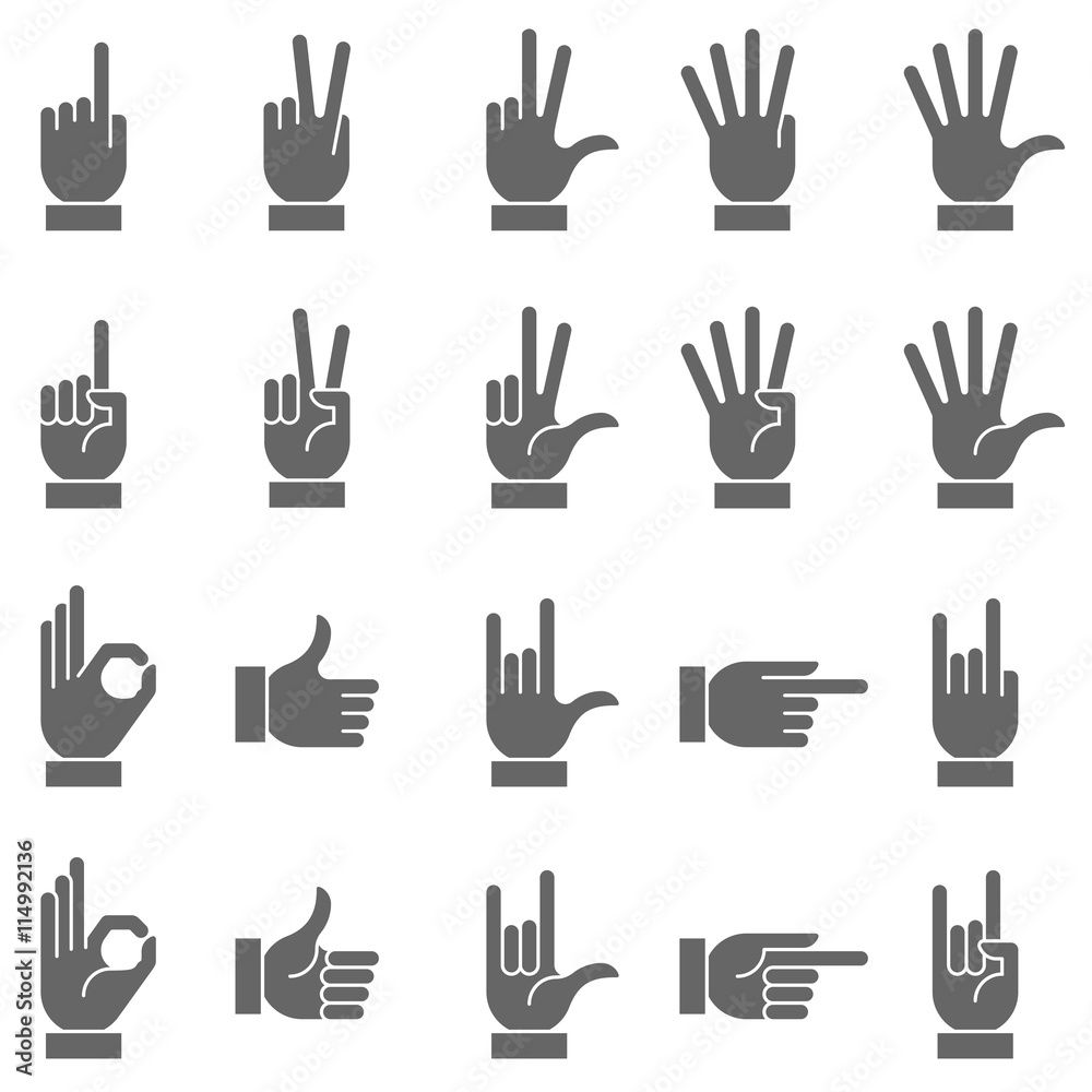 Fototapeta premium Dark Vector Hand Signs Collection 2