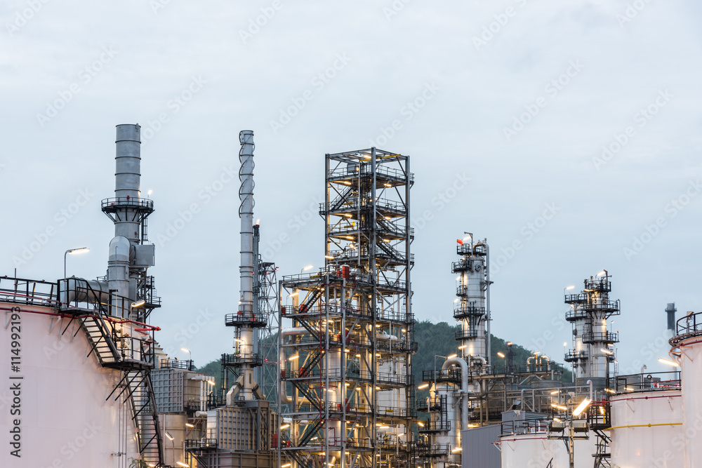 Oil refinery and Petroleum industry at night time