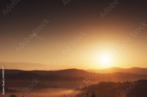 Sunrise In Carpathian Mountain  Borzava  Ukraine 2016 