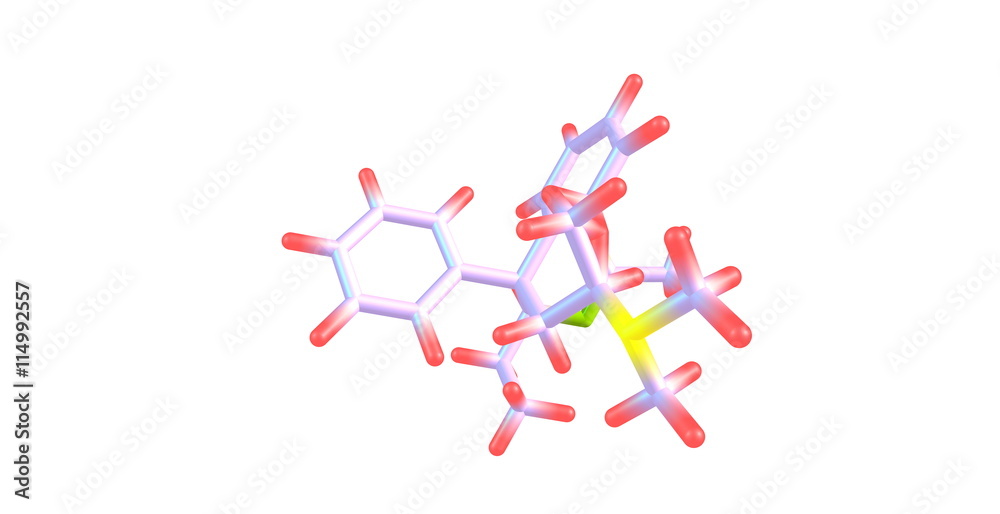 Betacetylmethadol molecular structure isolated on white Betacetylmethadol molecular structure isolated on white