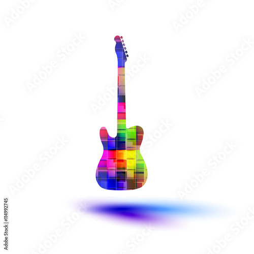 Color guitar, grunge music   easy all editable