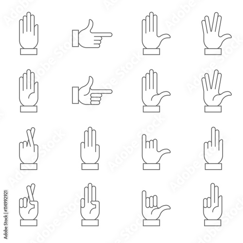 White Vector Hand Signs Collection