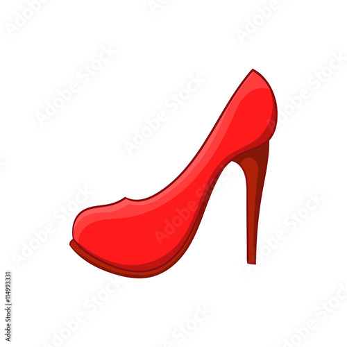 Red high heel shoe icon in cartoon style on a white background
