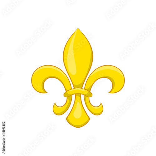 Fleur de lis icon in cartoon style on a white background
