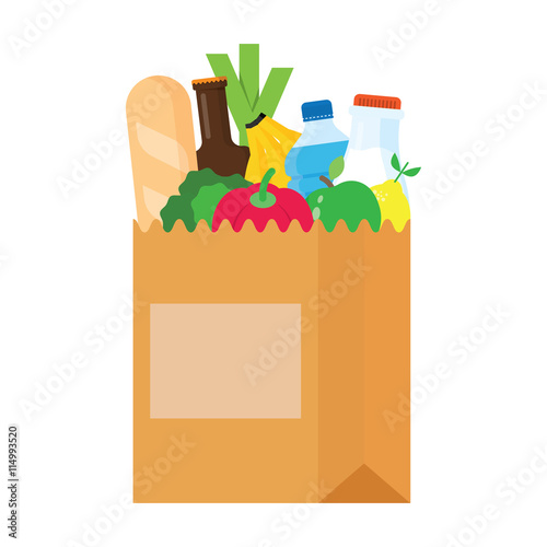 Paper bag, package with food and drink products